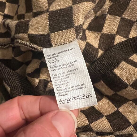 Gabby Isabella Women's Funnel Neck Check Pullover Long Sleeve Button Sweater XS - Picture 8 of 14